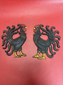 Vintage Wilton Rooster Painted Cast Iron Metal Wall Hanging  ~ Mid Century