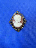 Vintage Avon Gold Tone Cameo Perfume Locket Brooch Pin