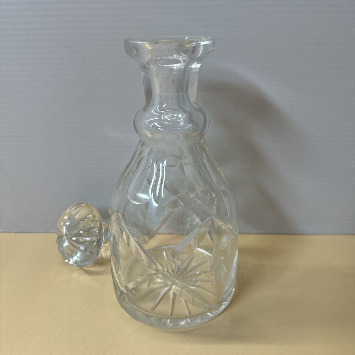 Vintage Clear Crystal Liquor Decanter 10.5” Tall