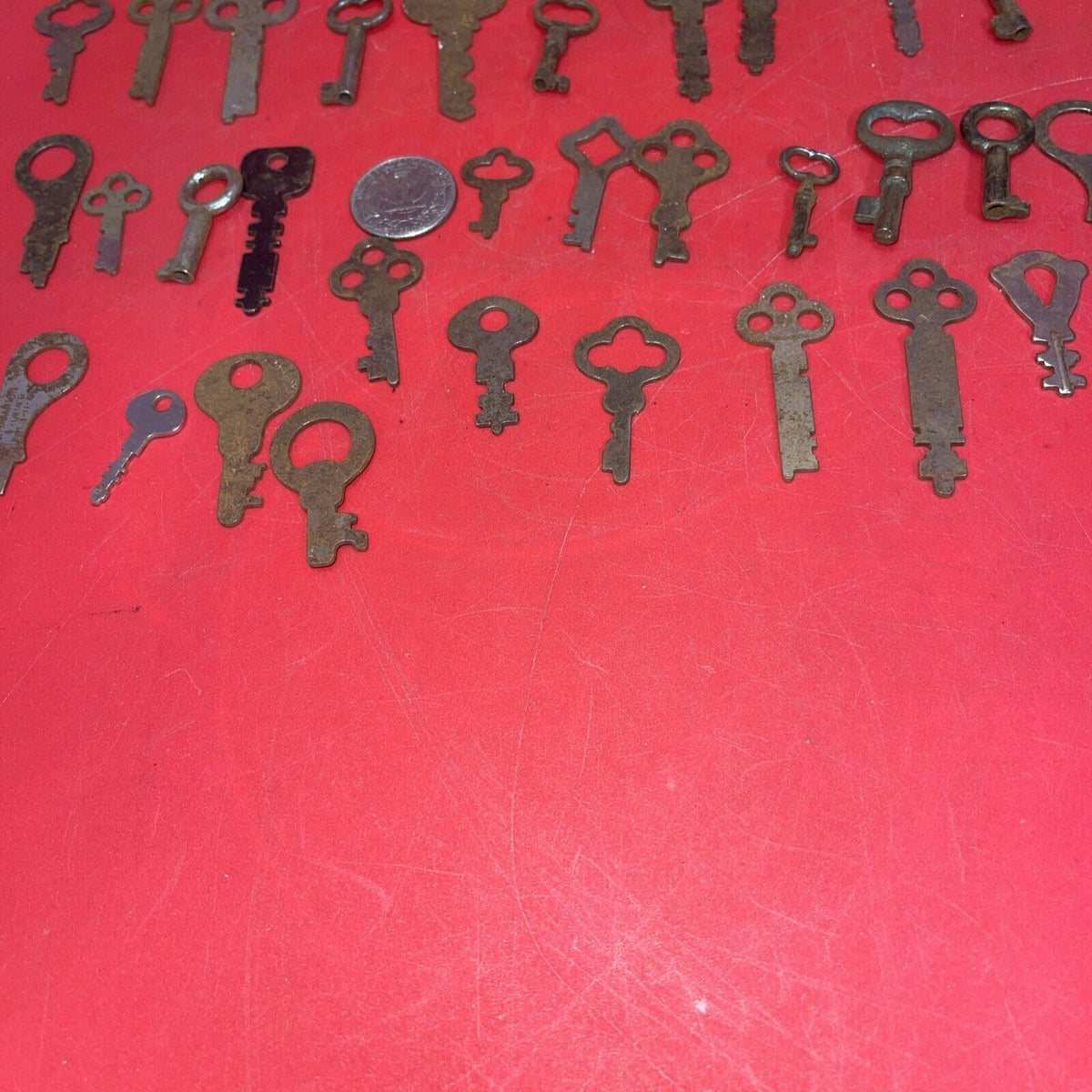 Vintage Cabinet Open Barrel Key Lot ~ 35 Keys ~ Different Sizes & Shapes ~ lot 6