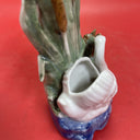 Majolica Swan & Cattails Bud Vase 7” Tall Made in Germany Signed & Numbered