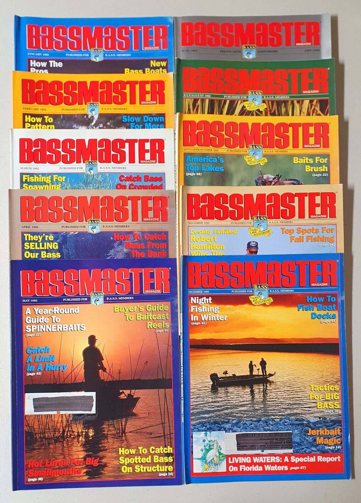 Bass Master magazine Lot of 10 Jan-Dec (1992)