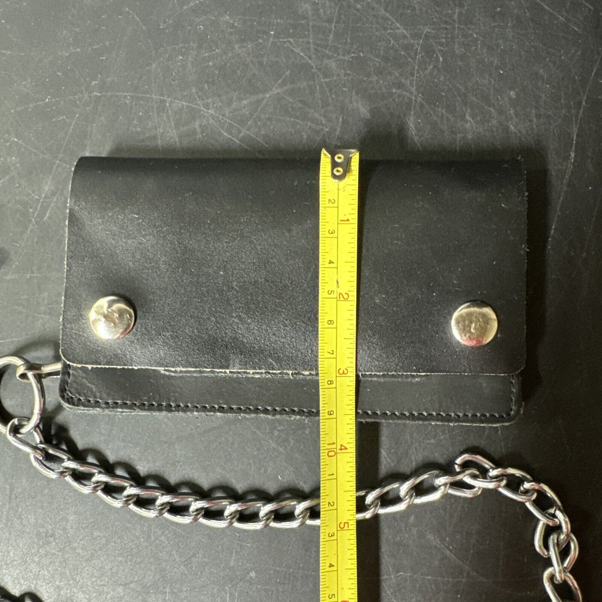 Black Leather Chain Wallet Long Style Billetera