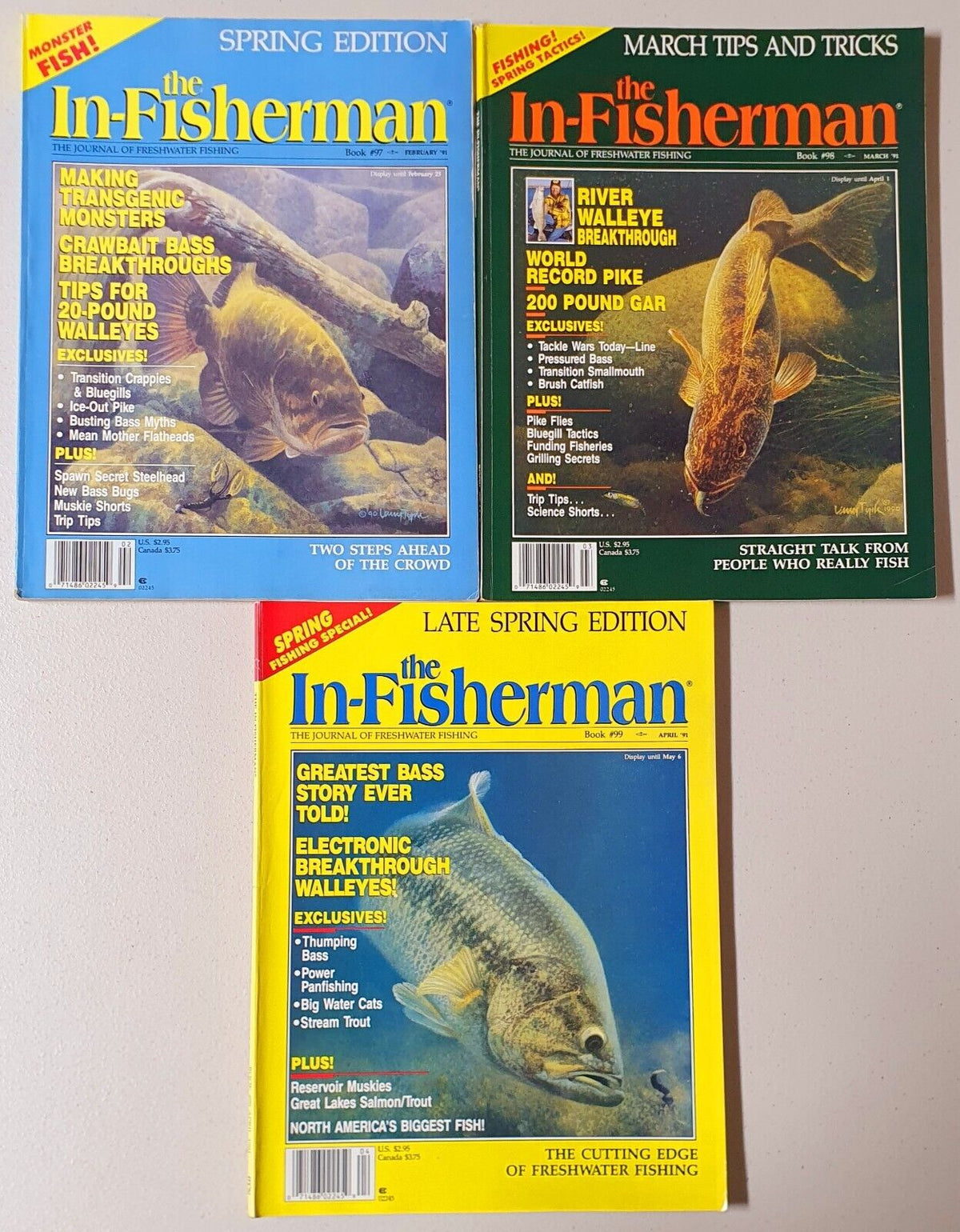 In-Fisherman Magazines Lot of 6 #97- #102 (Feb 1991 -  Jan 1992)