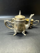 Tea Set Godinger Silver Art Individual Tea Pot/Creamer/ Sugar Bowl/Tray