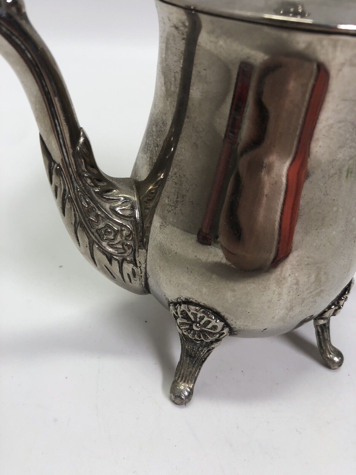 Antique Silverplate Coffee/Tea Pot Footed Hinged Lid - Pretty