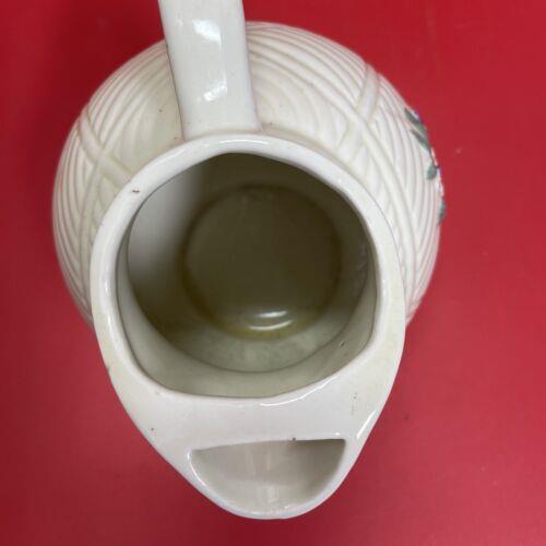 Pitcher White w/ covered edge and handle Floral Flowers Water Tea Juice 