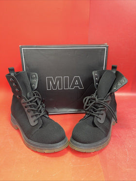 Mia Boots Black Size Lace Up Womens Booties Ankle Simon Combat Leather Heels