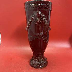 Hosley TM Potterie, Mid Century/Vintage Large Vase Art, Maroon Red, Heavy Glazed