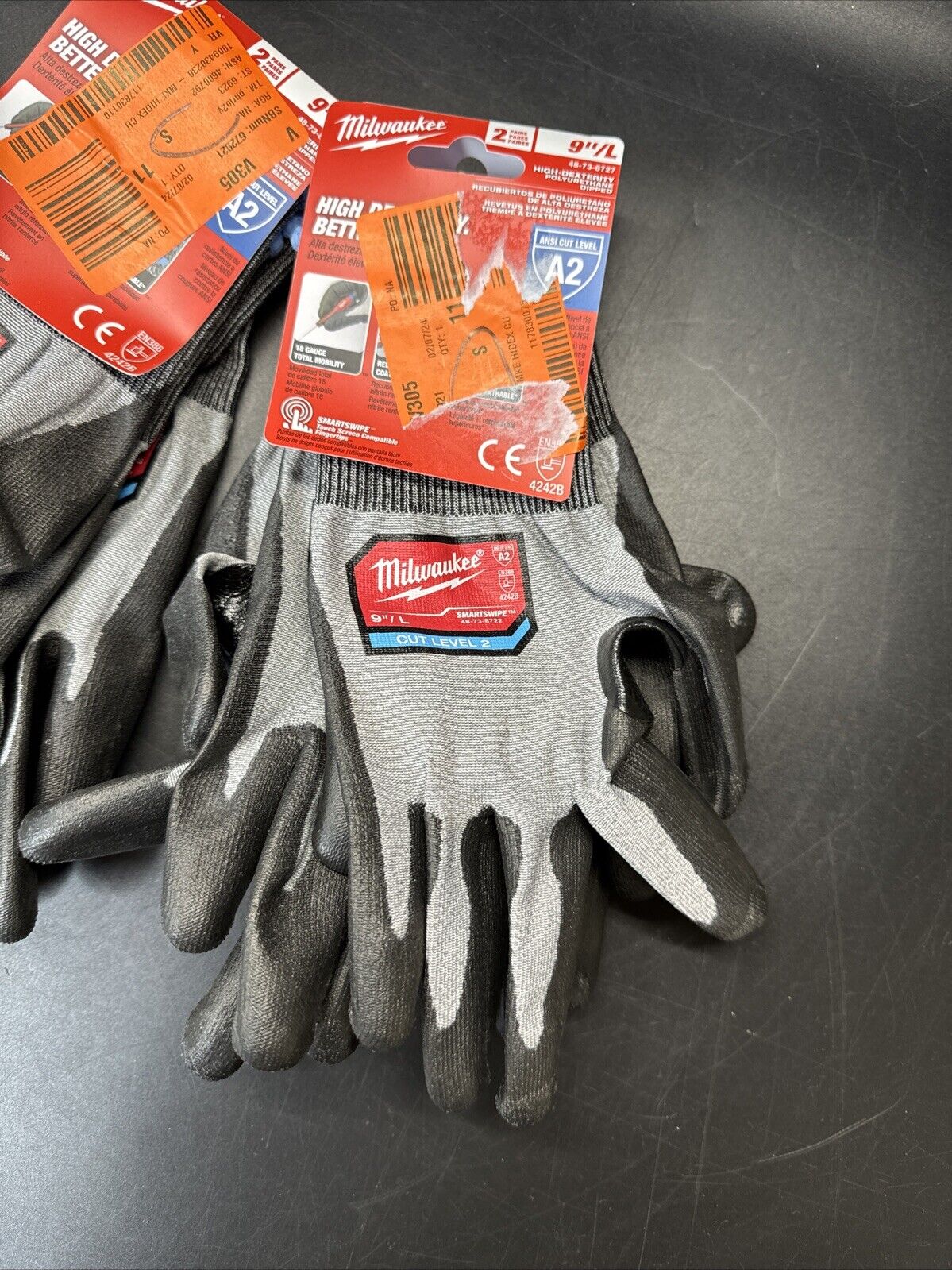 Milwaukee Gloves 9”/L High Dexterity Level 2 48-73-8727, 4 Pair