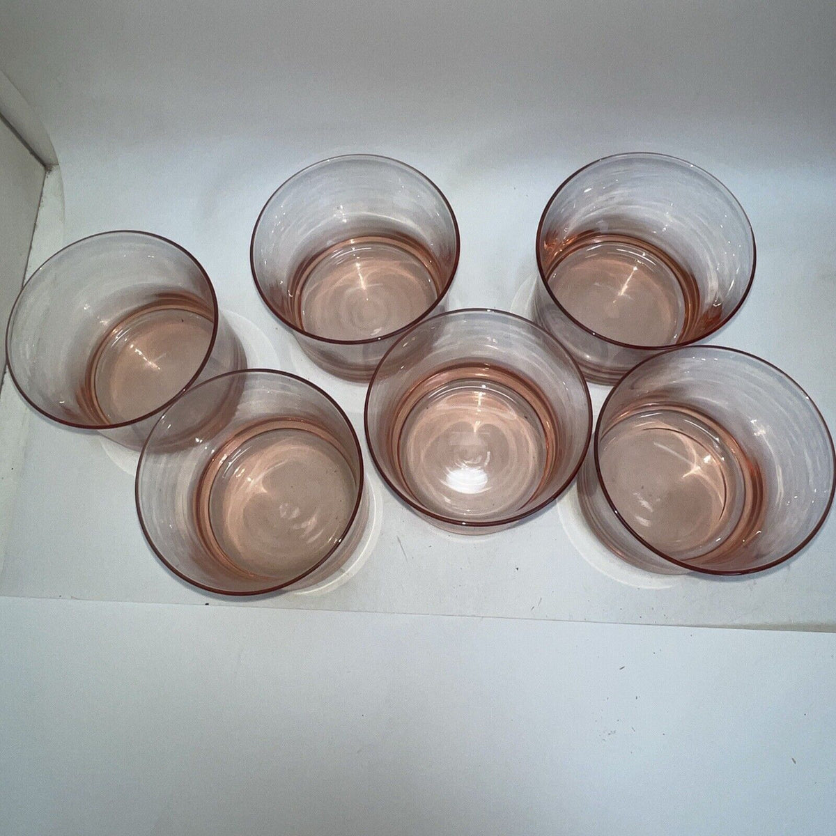 Pink Depression Glass Heavy Tumblers Tumblers Vintage Lot 6 10oz