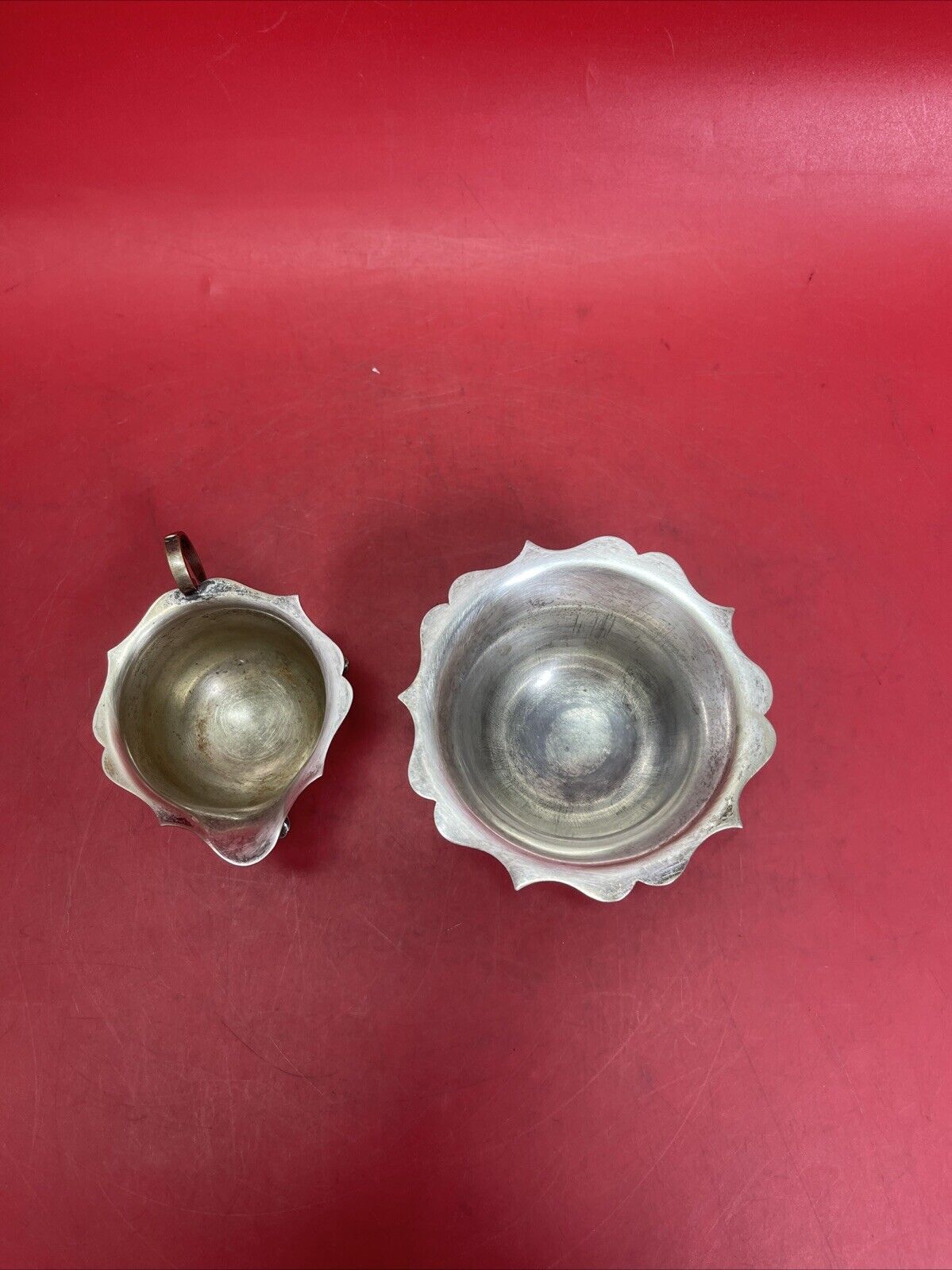 EPNS Silver Plated, Footed Creamer and Sugar (open bowl) 1916