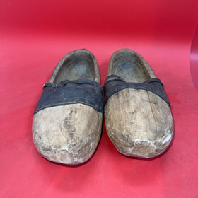 Antique Carved Wood Leather Shoes