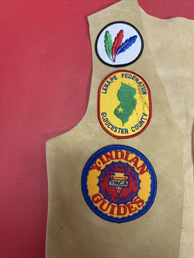 Vintage  YMCA Indian Guides Adult Leather Vest Patches