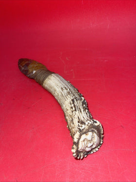 Antique Flint Knife with Deer Antler Handle,  Carving  Indian Face
