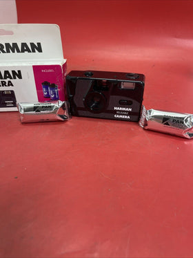 Harman Reusable 35mm Film Camera with Flash + 2x Rolls of Kentmere Pan 400 Film