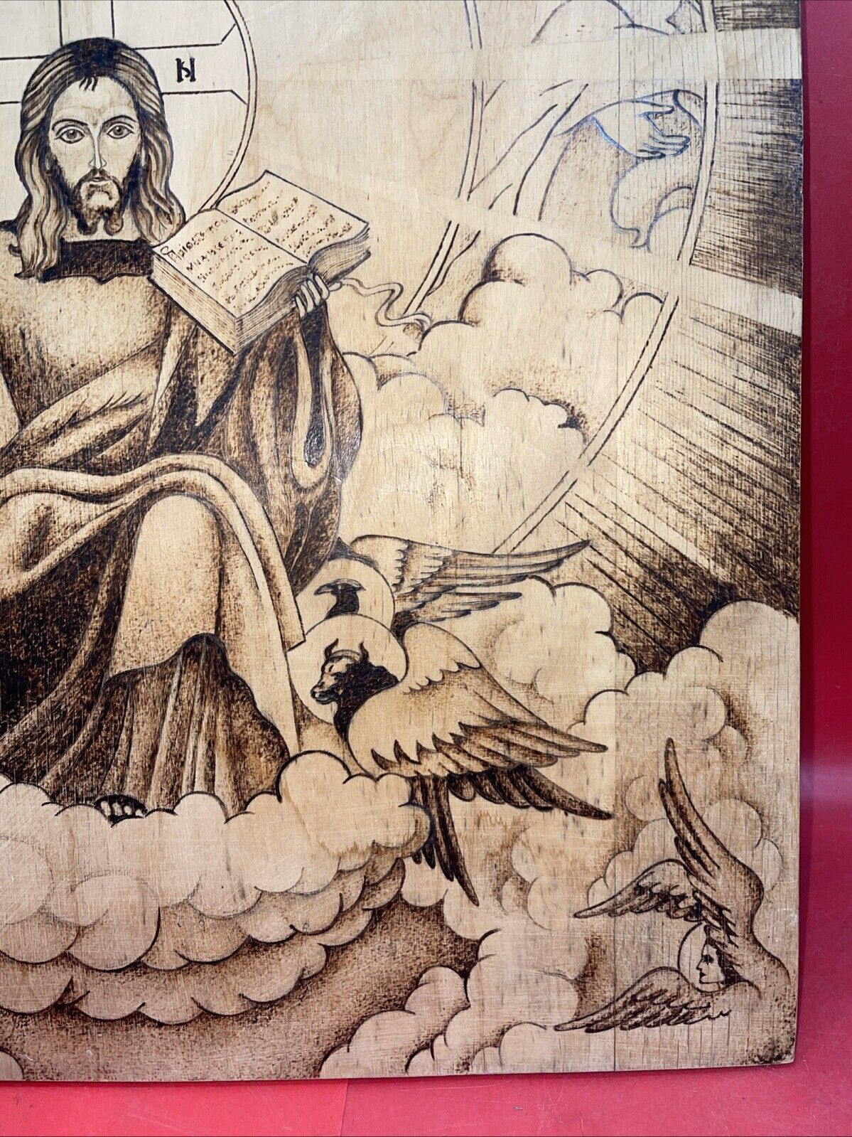 Vintage Jesus Painting Wooden Christian Art 24”x19”