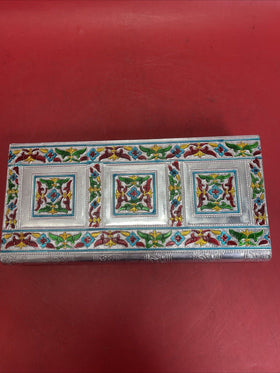 Handmade Flower Embossed Jewelry Box with Mirror Scratch Resistant Interior