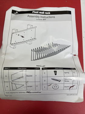 Pivot Wall Rack with 12 Pivot Brackets,Model 617