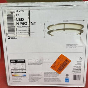 Hampton Bay Flaxmere 12 in Brushed Nickel Dimmable LED Flush Mount Ceiling Light