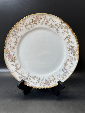 CH Field Haviland Limoges Round Plate Flowers Gold Trim