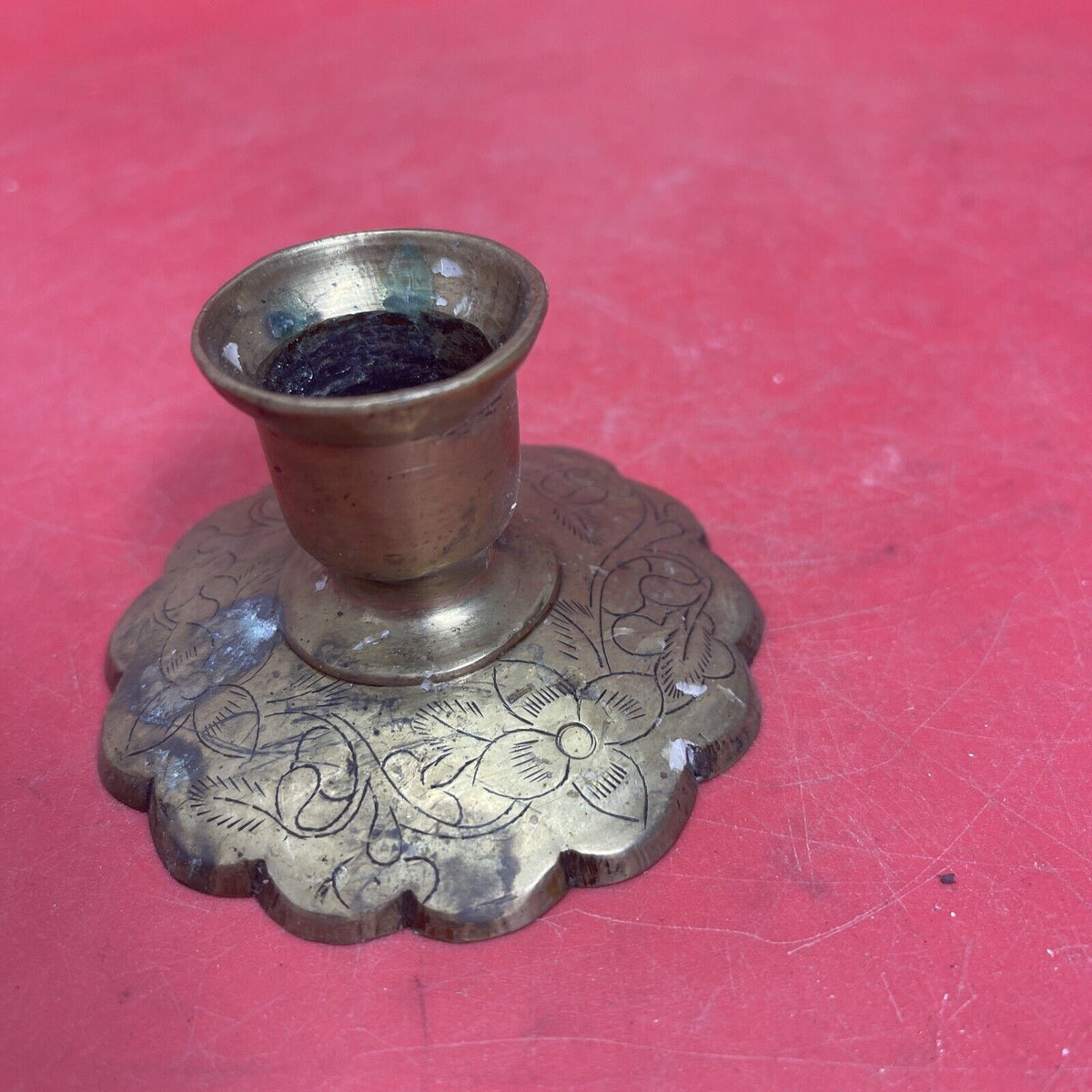 Vintage Chinese Brass Candle Stick Holder  Pattern