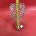 Duncan & Miller Clear Glass Hobnail Crimped Footed Vase Vintage