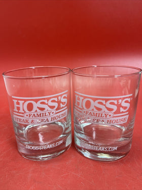 Set of 2 HOSS'S Family Steak & Sea House  ROCKS Whiskey Glass 4"