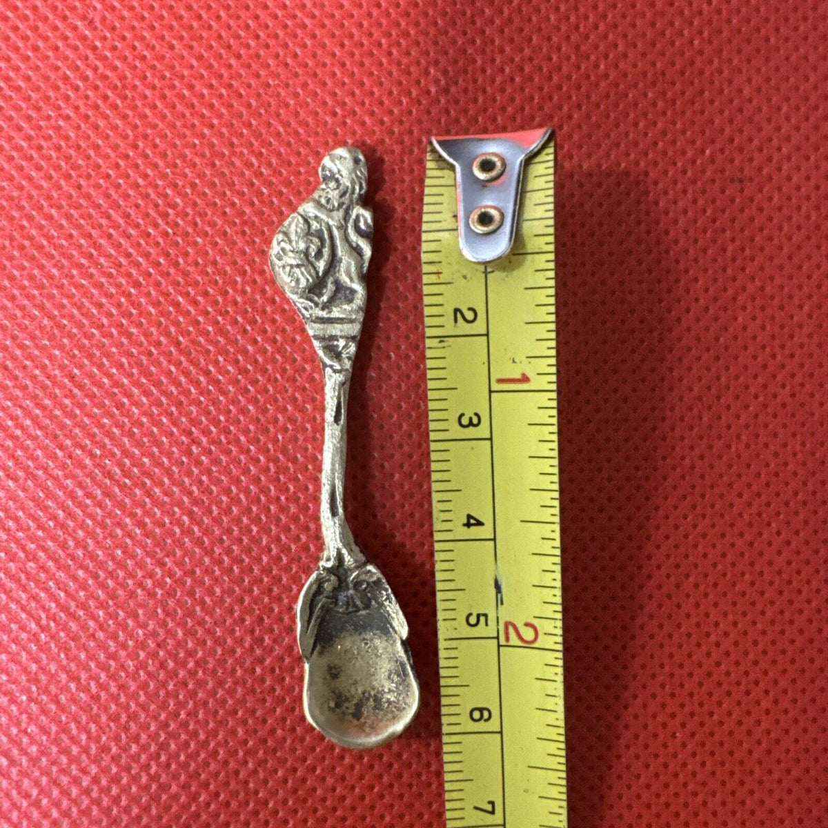 Vintage Brass Lion Salt Dip Salt Cellar Spoon Made In Italy