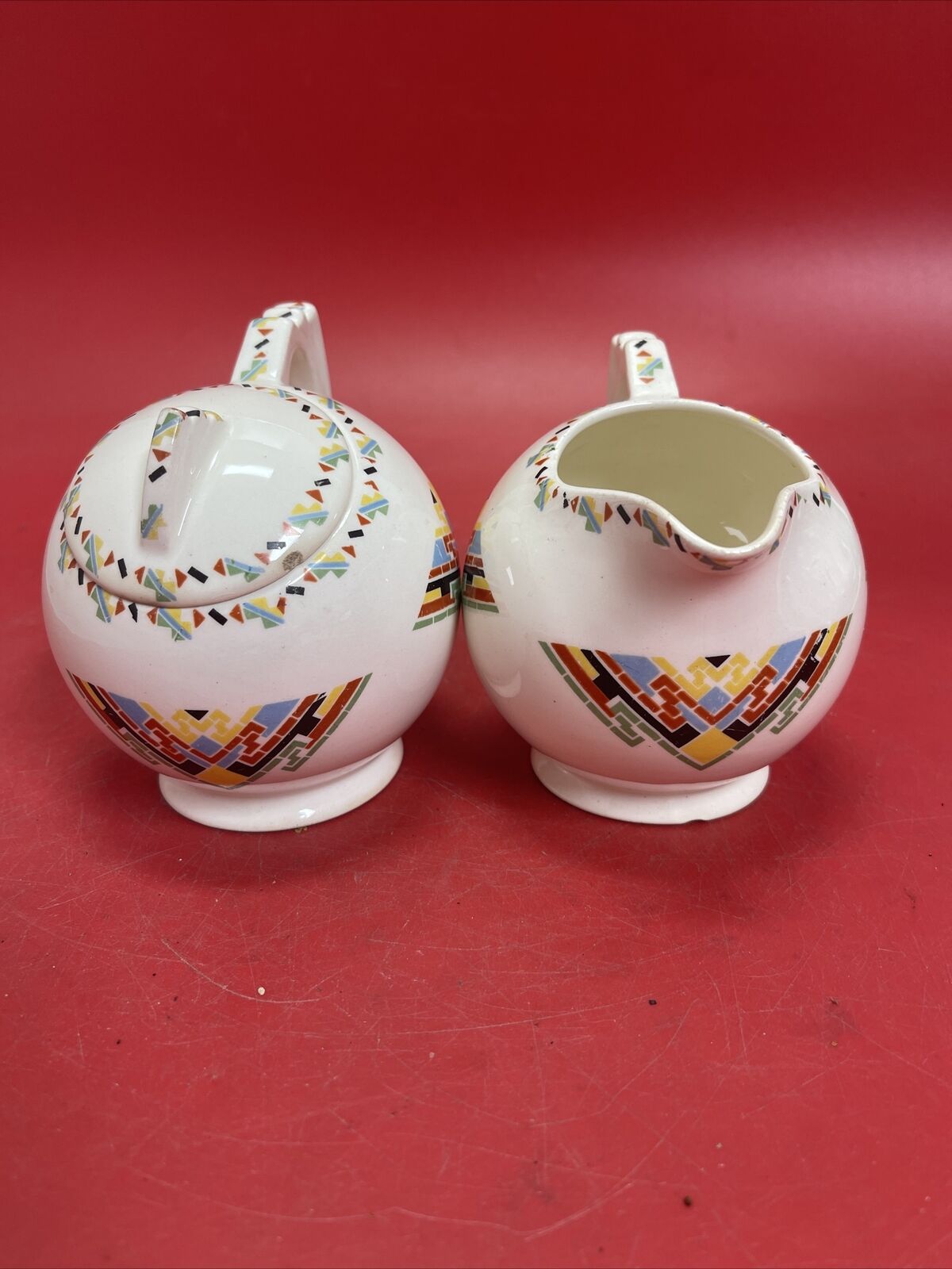 Vintage Set 2  Crooksville China Co. Petit Point Sugar Bowl & Creamer