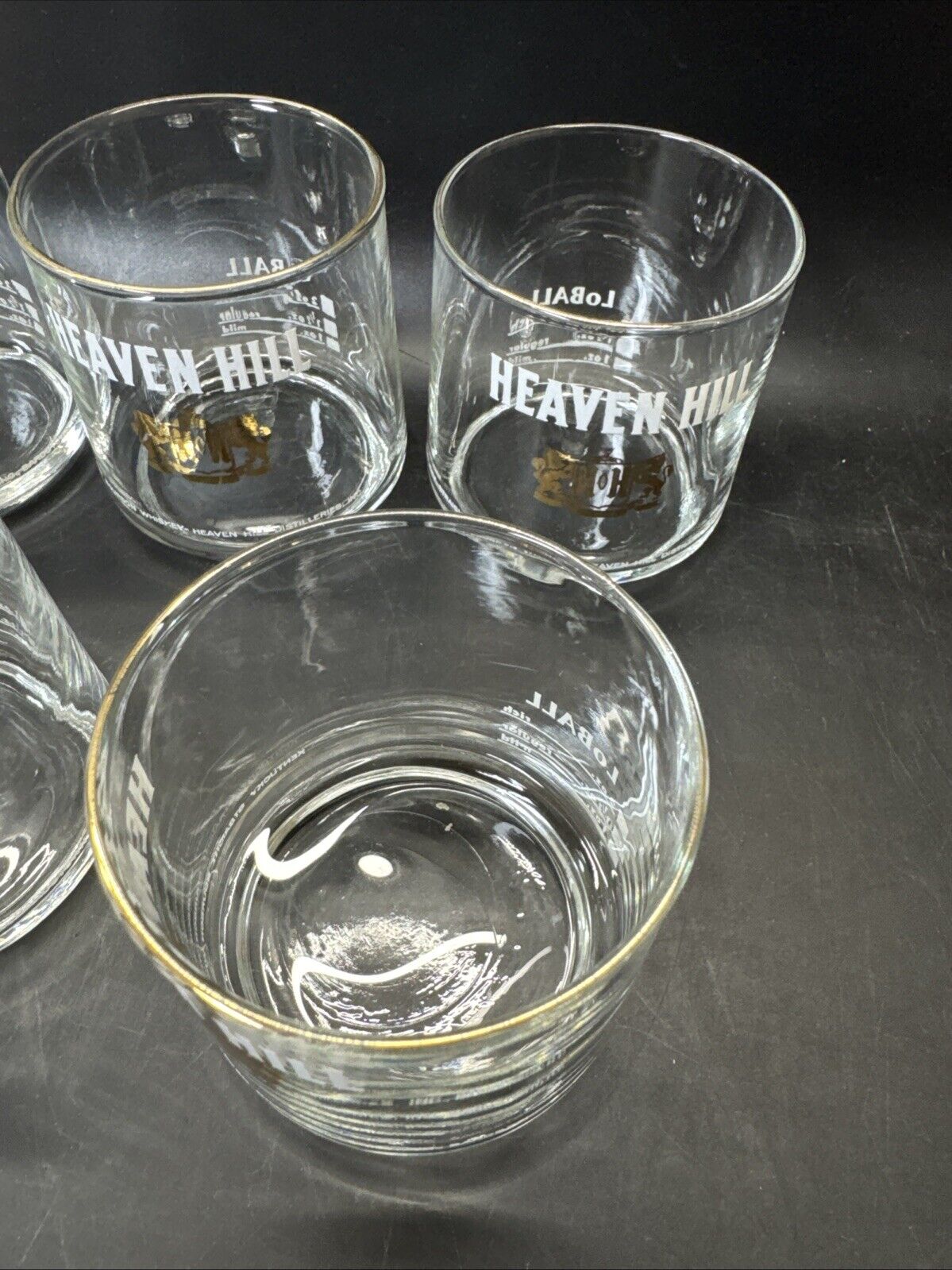 Heaven Hill Gold Trimmed Bourbon Whiskey HiBall Glasses/ Set Of 5