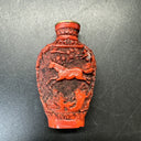 Antique Red Chinese Cinnabar Hand Carved Snuff Bottle Without Lid