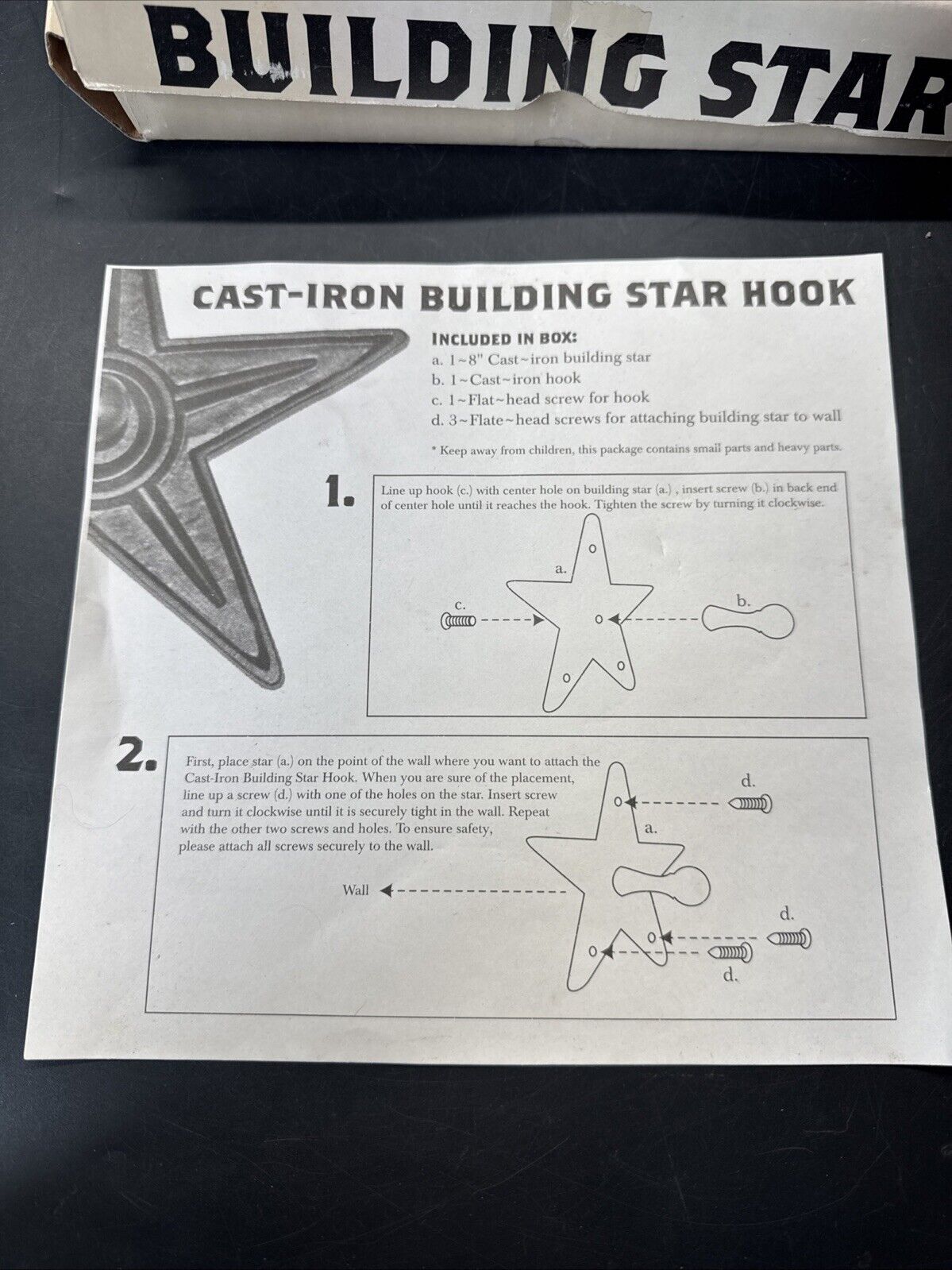 Vintage Building Cast Iron STAR 8in/ The Box Is Damage