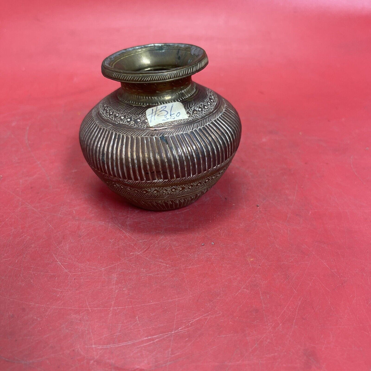 Vintage Brass & Copper Solid Engraved Unique Shape Holy Water Pot