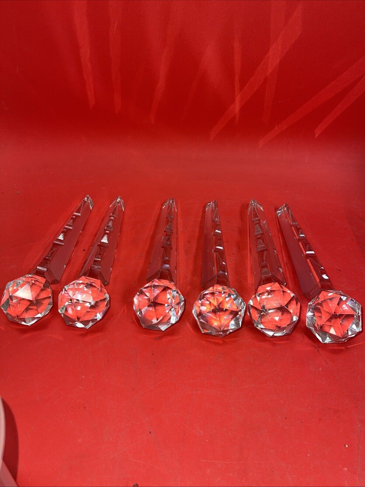 Lot Of 6 Hanging Lamp Crystals 8” Long