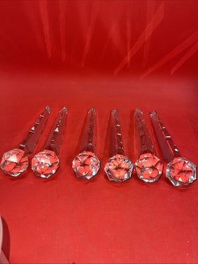 Lot Of 6 Hanging Lamp Crystals 8” Long