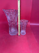 Vintage Italian Tall/Heavy Clear Glass Vase with Floral Embellishment Lot 2