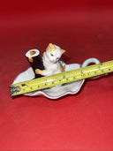 Vintage Ceramic Oval Ashtray Kitten Holding Boot