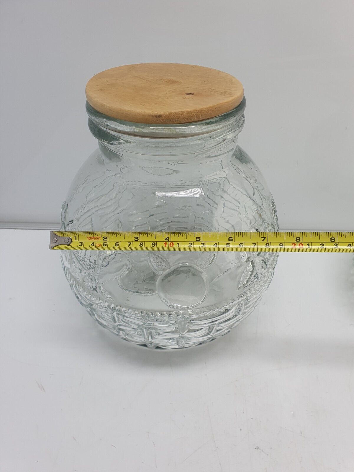 Set 2 Large Glasses Jar Cork Lid 11" and 7” tall. Not Air Tight