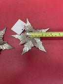 Vtg Pair Brass Poinsettia Holly Leaf Taper Candle Holders Christmas Marked M