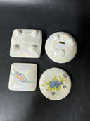 Vintage  Ceramic Flower Design Jewelry Trinket Box/Made in Taiwan, Lot Of 2