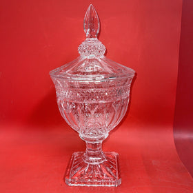 Vintage Crystal Lidded Candy Jar Vase Bowl 15” Tall