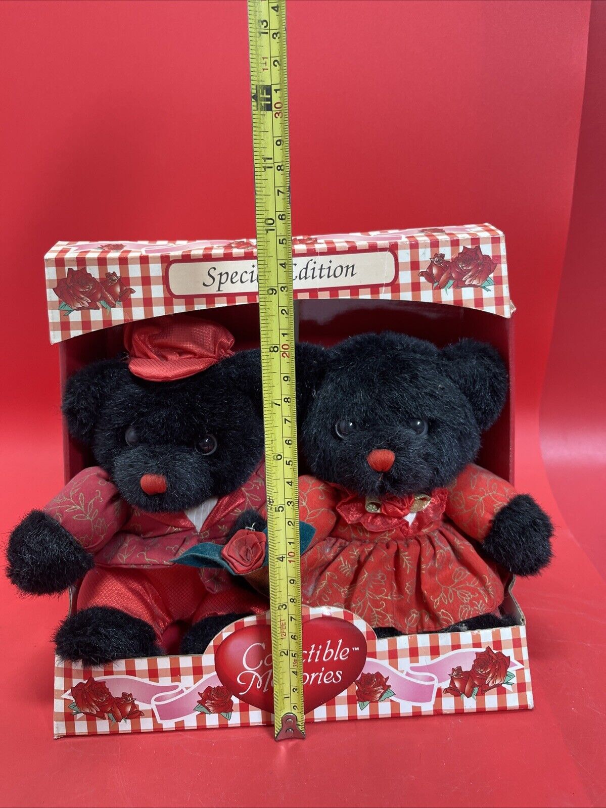 Vintage K Mart Collectible Memories Special Edition Love Plush Bear Pair in Box