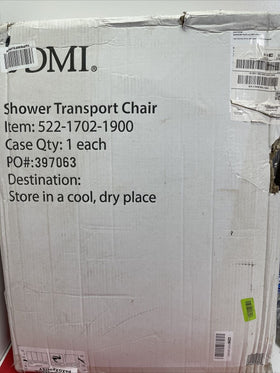 DMI 3-1 Rolling Shower Chair, Rolling Shower Chair, 24" x 22" x 34", 250 lb New 
