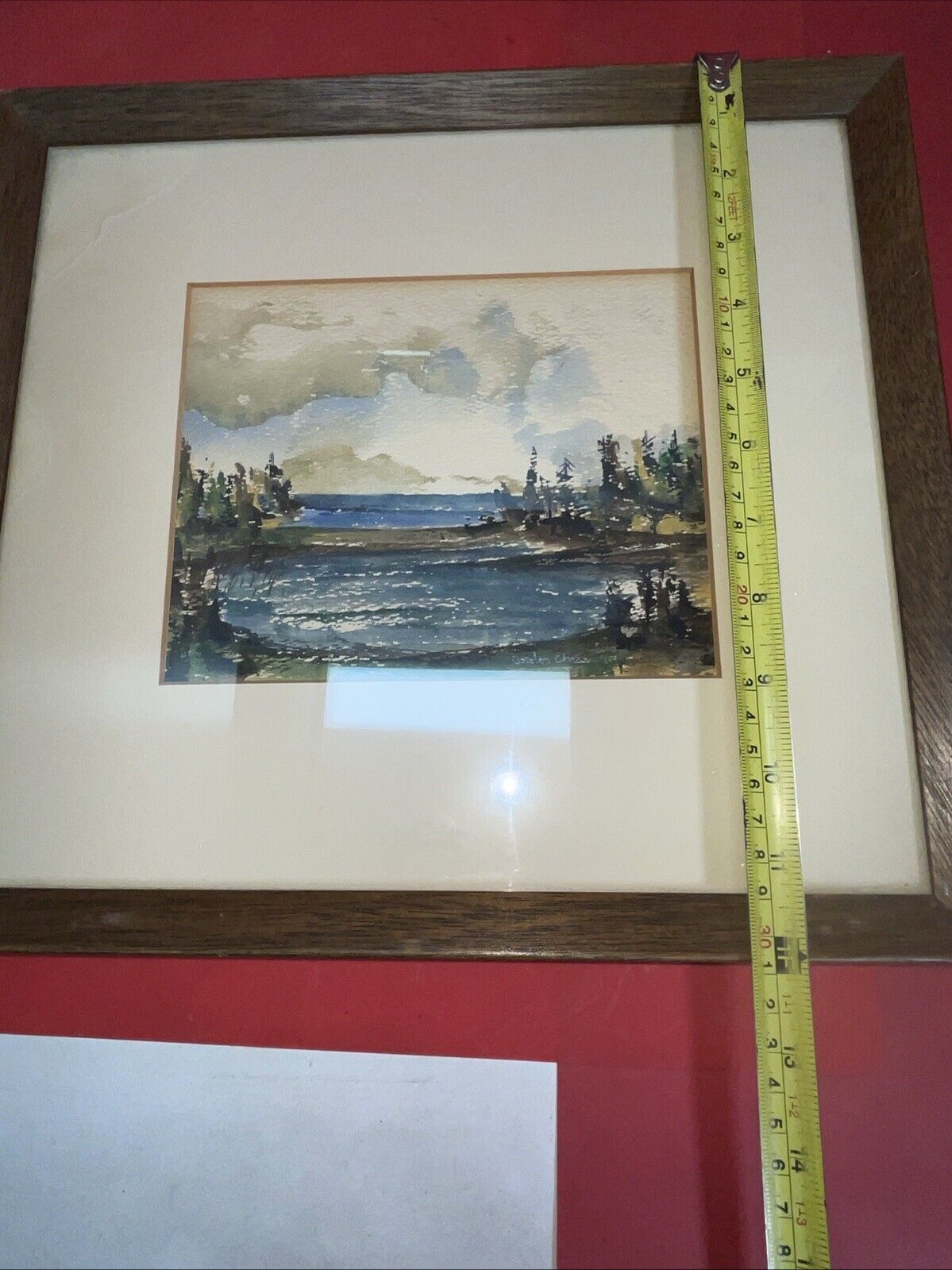 Painting By Gordon Chase Rocks & Sea  1967  OG Watercolor 6”x7”