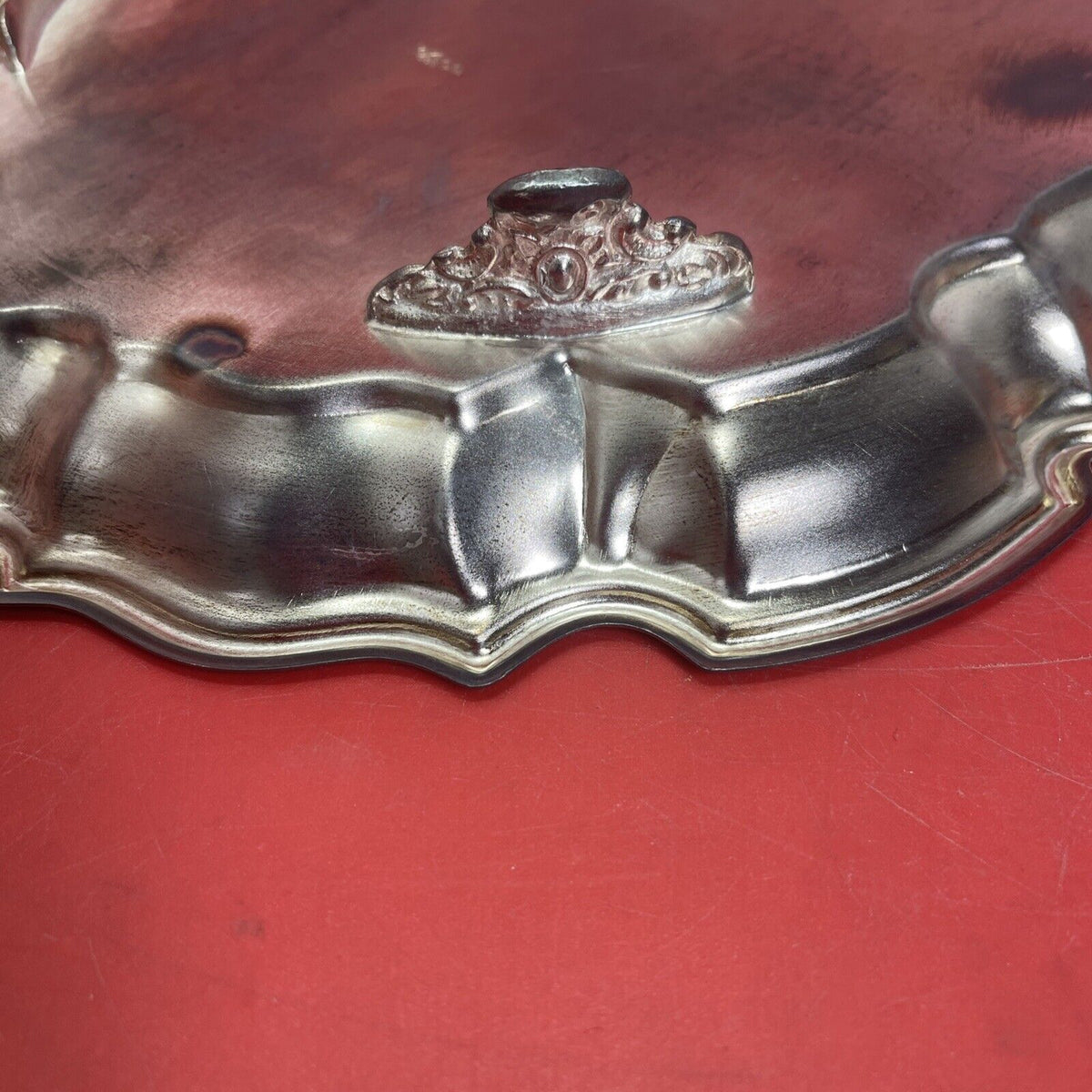 Antique Oval Pair Silverplate Tray Footed