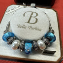 Bella Perlina  Charm & Crystal Bead Bracelet Blue & White