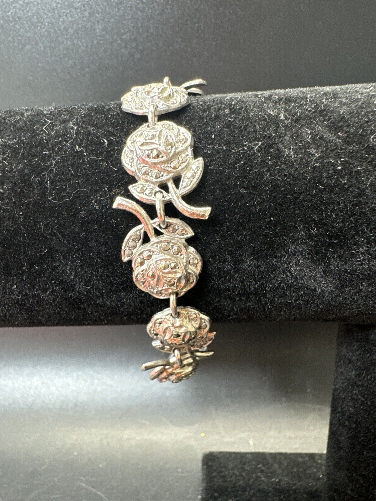 925 Sterling Silver Bracelet With Flowers, 21.4g