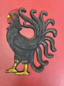 Vintage Wilton Rooster Painted Cast Iron Metal Wall Hanging  ~ Mid Century