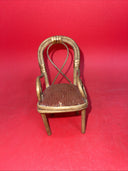 Vintage Rattan Brown Velveteen Doll Furniture Suite